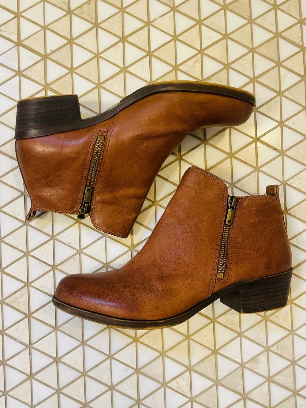 Lucky Brand Basel Bootie Ankle Boots Women’s Size 10 Brown Leather